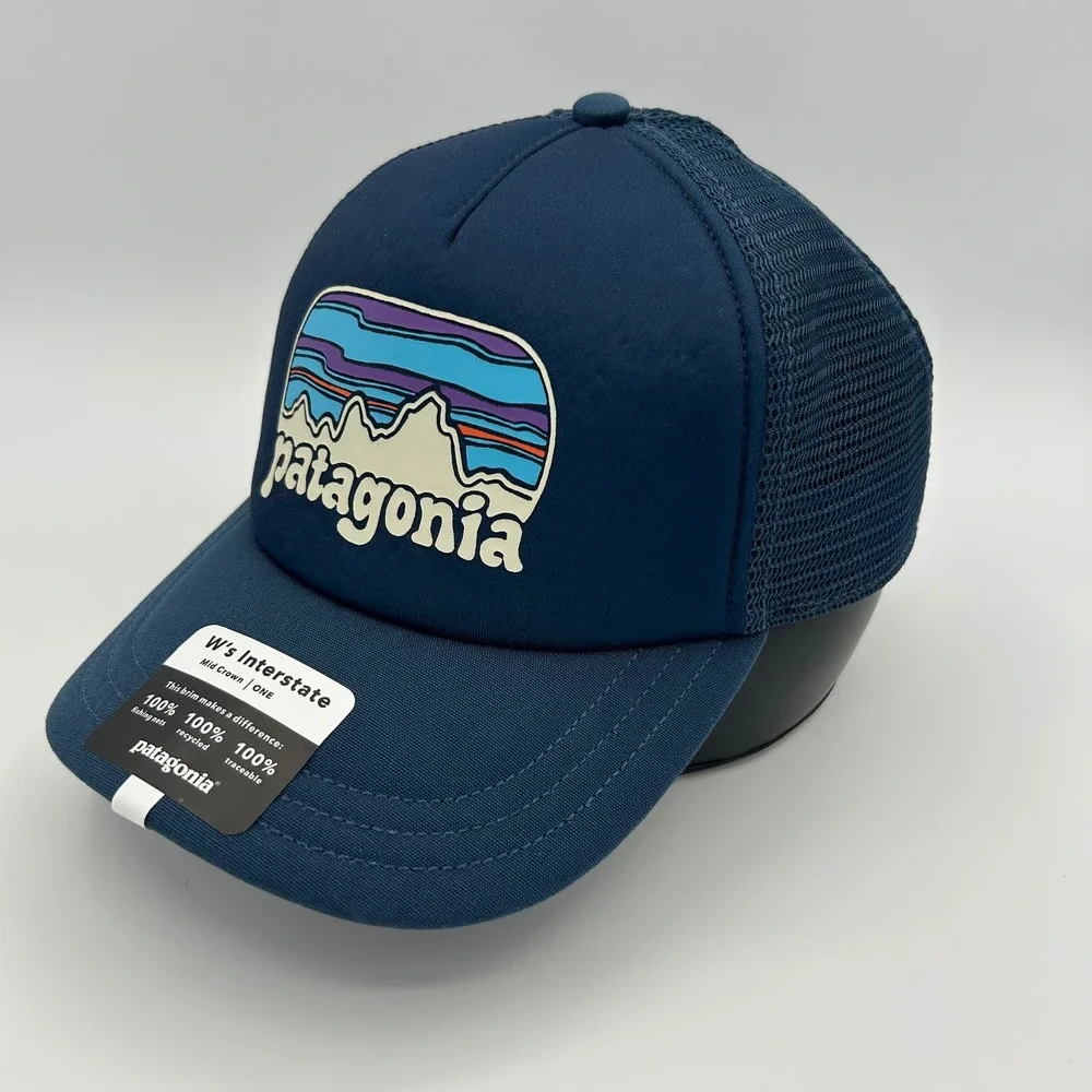 Patagonia Trucker Hat Fitz Roy Far Out Interstate Womens‎ OS Stone Blue Outdoors